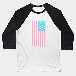 TRANSGENDER USA FLAG (alt. angle) - PALE BLUE, WHITE AND PINK TRANSGENDER FLAG Baseball T-Shirt